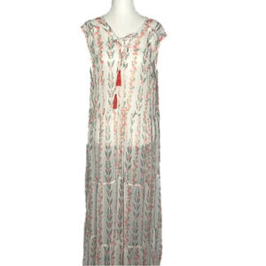 Nwt America & Beyond Sheer Maxi Floral Cover-up Dress